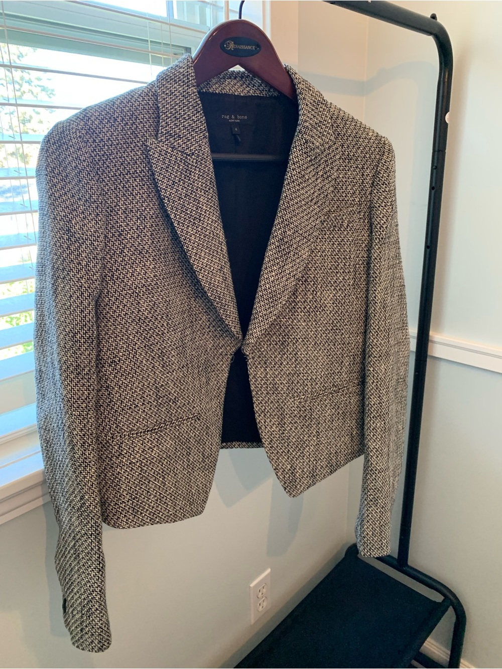 rag & bone Black and White Tweed Single-Button Blazer